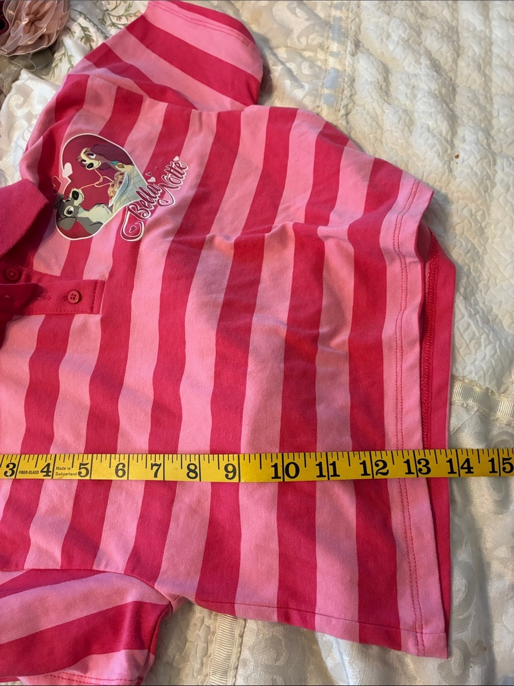 Disney Girls Lady & The Tramp Cropped Polo Graphic T-Shirt Dark Pink,Size XS 4-5 - Picture 9 of 9